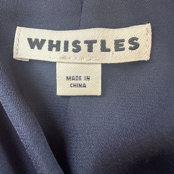 Whistles Womens Sz 8 M Navy Blue Knee Length Shift Dress Tie Sleeves Classic - Picture 9 of 11